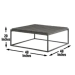 Goldoma Tekoa 48-inch square coffee table in dark brown with acacia veneer top and iron base, perfect living room centerpiece
