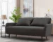 Goldoma Black Fabric Convertible Loveseat Sleeper Sofa Bed with Pillows