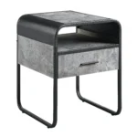 Goldoma 22 inch square end table with drawer and shelf in concrete gray and black for living room