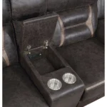 Goldoma Top Grain Leather Home Theater Recliner Sofa Set with tufted back and adjustable reclining in a modern living room