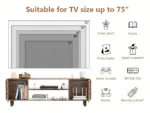 Goldoma 55 inch TV stand with storage cabinets in rustic brown finish