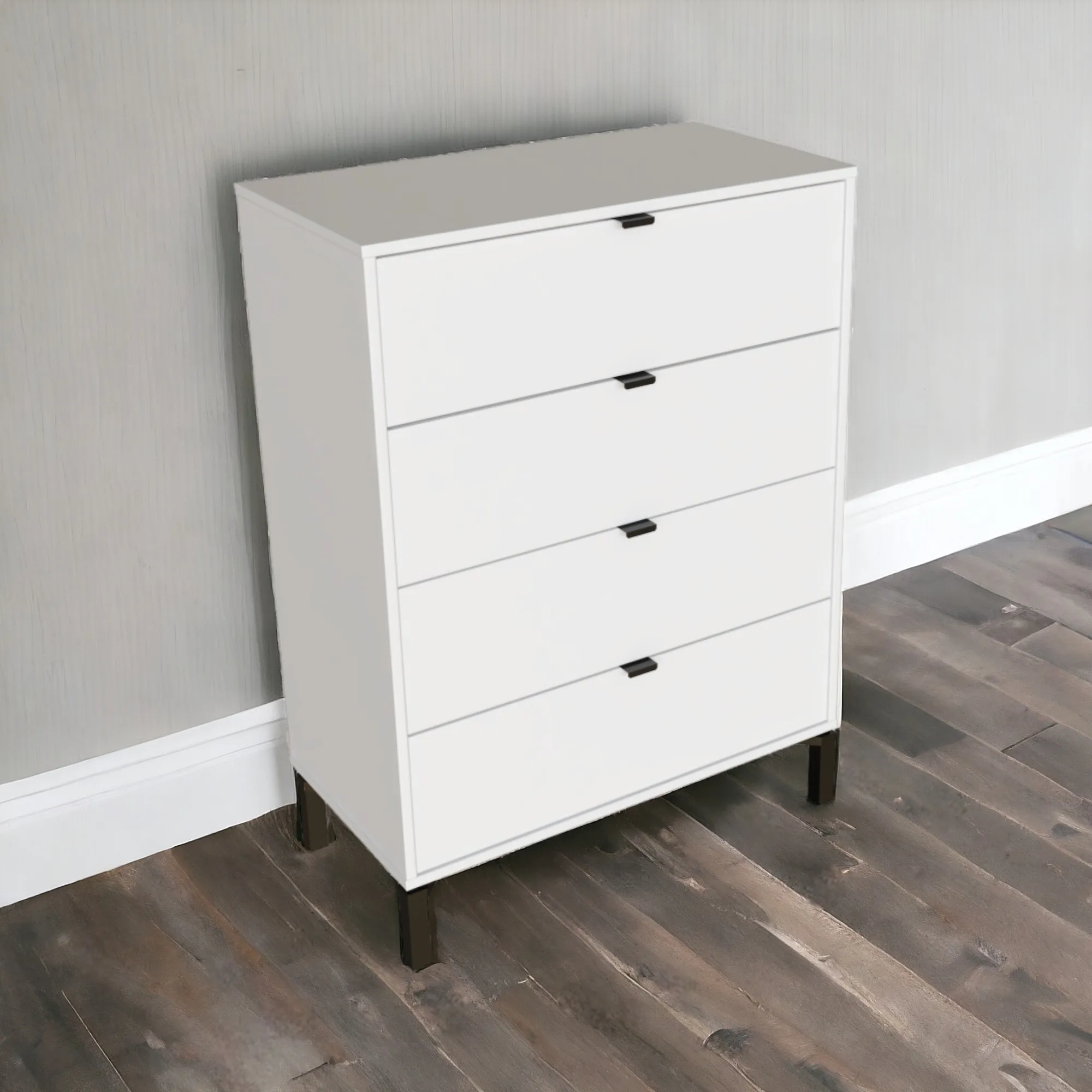 Goldoma 30" Minimalist Four Drawer Dresser – Natural White