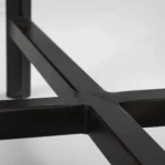 Goldoma 24 inch farmhouse marble end table with white marble top and black abstract iron base in living room setting