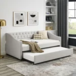 Temu FCJ Double Roller Tufted Upholstered Sleeper Sofa Bed Extendable Features for Mall Application Unavailable Platforms