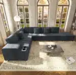 Goldoma Modern L-Shaped Sectional Sofa with Storage, USB, and Ottoman