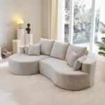 106 In. 2-Piece Modern Reclining Fabric Cloud Curved Sectional Sofa Set with Chaise for Villa Living Room Bedroom Apartment-Gray - Image 11