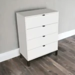 Goldoma 30" Minimalist Four Drawer Dresser – Natural White – angled view