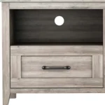 Modern gray TV stand with LED lights and storage for TVs up to 70 inches - Goldoma