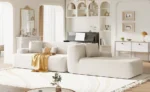 White modular sectional sofa 2-piece U-shape set in modern living room