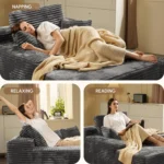 Goldoma Foldable Floor Sofa Bed with High-Density Memory Foam, Corduroy Modular Lounger – styled in a modern Sofas setting