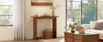 Goldoma solid wood walnut console table – slim mid-century entryway table with rubberwood in a modern living room setting.
