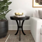 Goldoma 26 inch distressed black end table in a living room setting