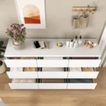 Goldoma 9-drawer solid wood chest with modern no-handle design in white, ideal for bedroom storage