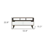 Goldoma 54" Open Shelving TV Stand with Cable Management – Brown/White – base detail