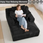 Goldoma corduroy recliner sofa in modern design with square arms and tight back, perfect for living rooms