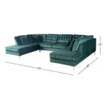 Goldoma U-shaped modular sofa set in green velvet with reclining seats in a modern living room