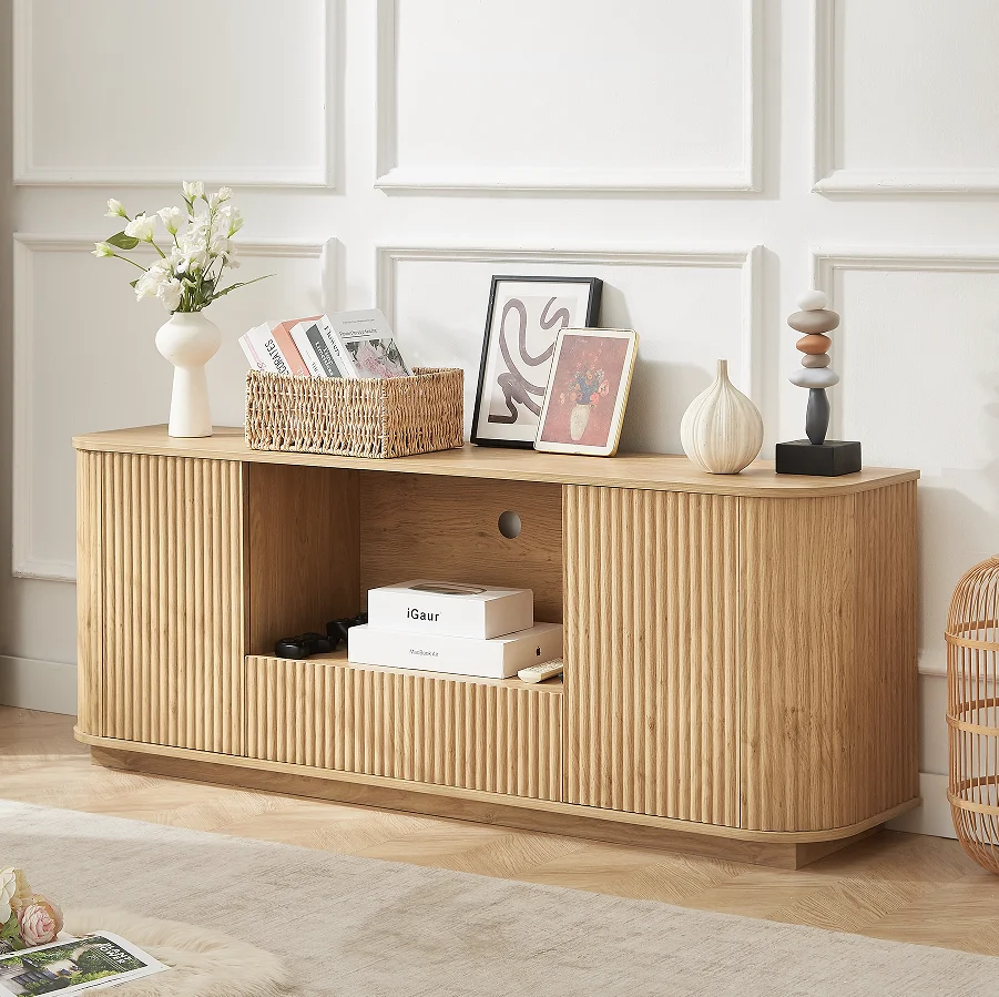 H3ae756672d8c483db23bd190029f5febH.webp Goldoma 64-inch wavy modern TV stand with storage in a living room setting