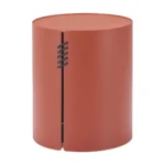 Goldoma brown aluminum round drum end table - compact modern side table for living room