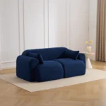 Goldoma Thalia corduroy loveseat sofa in high-saturation color with square arms and solid back