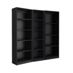 Set Three Traditional Five Tier Bookcase HMS Black Glass Bookshelf for Home Office Living Room Workshop Staircase Book Storage