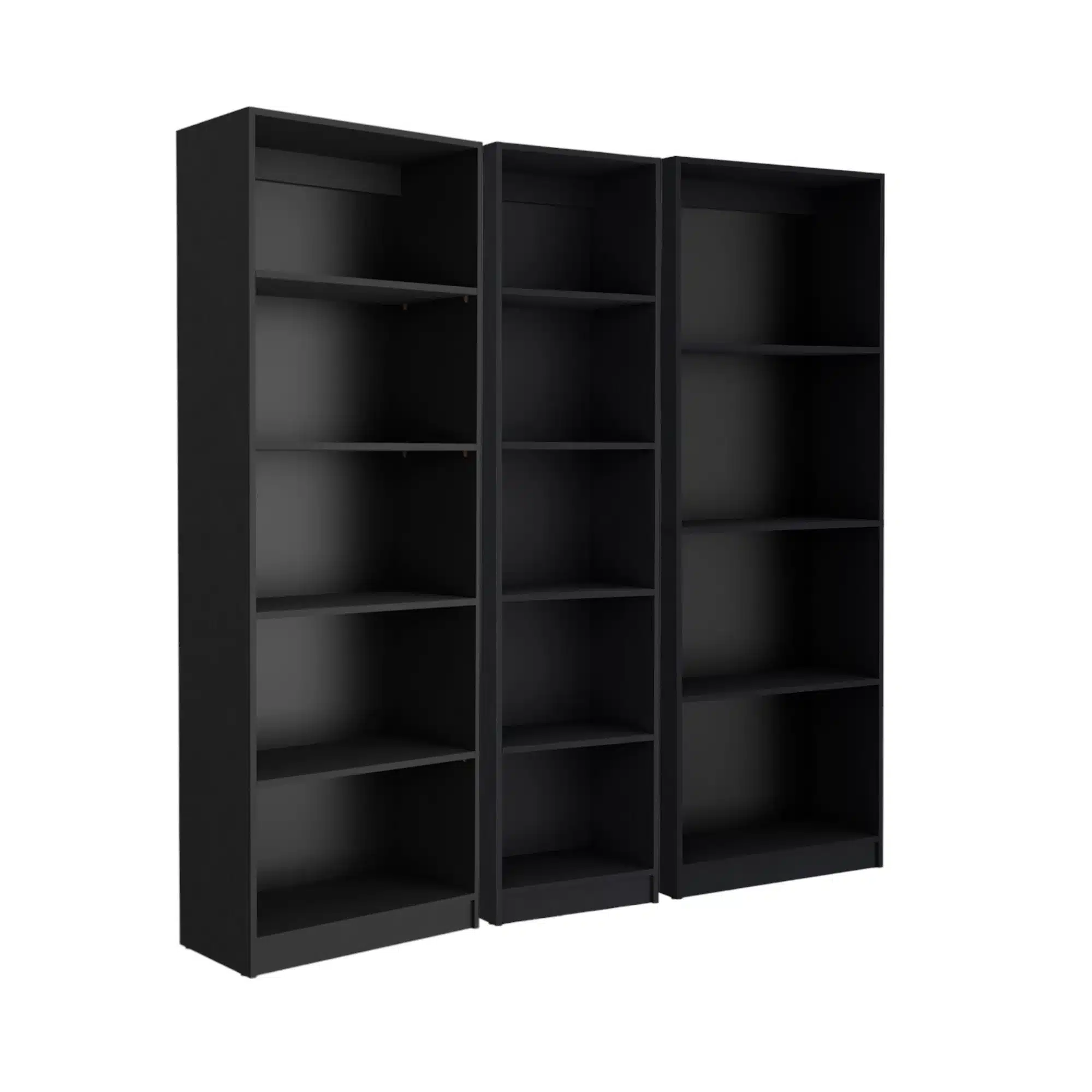 Goldoma 5-Tier Black Glass Bookshelf for Home Office