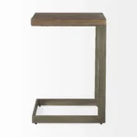 Goldoma 26 inch brown square end table with storage shelf - solid wood and metal
