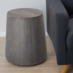 Goldoma 18-inch solid wood round end table in ebony distressed finish