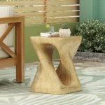 Goldoma twisted side table – natural wood-like magnesium oxide accent table for indoor or outdoor use