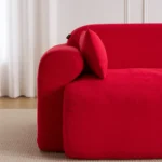 Goldoma Thalia corduroy loveseat sofa in high-saturation color with square arms and solid back