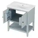 Goldoma 30" Modern Bathroom Vanity with Ceramic Sink and Solid Wood Frame – angled view