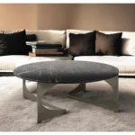 Goldoma genuine marble coffee table 48 inch round black marble top gold iron base modern living room