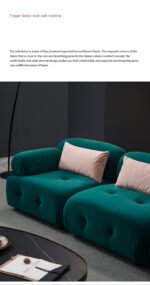 Goldoma L-shaped velvet sleeper sofa in modern living room with chaise and pull-out bed