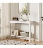 Goldoma Walnut Wood Thin Console Table – slim space-saving entryway table in walnut finish