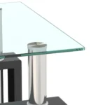 Goldoma 18-inch square tempered glass coffee table with metal legs, modern design for living room