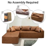 Goldoma Leather Fabric L-Shaped Sectional Sofa, Modern Reclining Couch with Adjustable Headrests – close-up detail