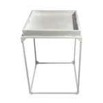 Goldoma 29" White Solid Wood and Iron Square Tray Style End Table – close-up detail
