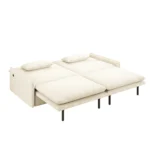 Goldoma 3-Seat Reclining Chenille Convertible Sleeper Sofa with Storage & USB – side view