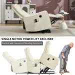 Goldoma beige power lift recliner with massage and heat for elderly