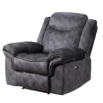Goldoma 41" Granite Gray Power Recliner with Massage and Extendable Footrest – styled in a modern Recliners setting