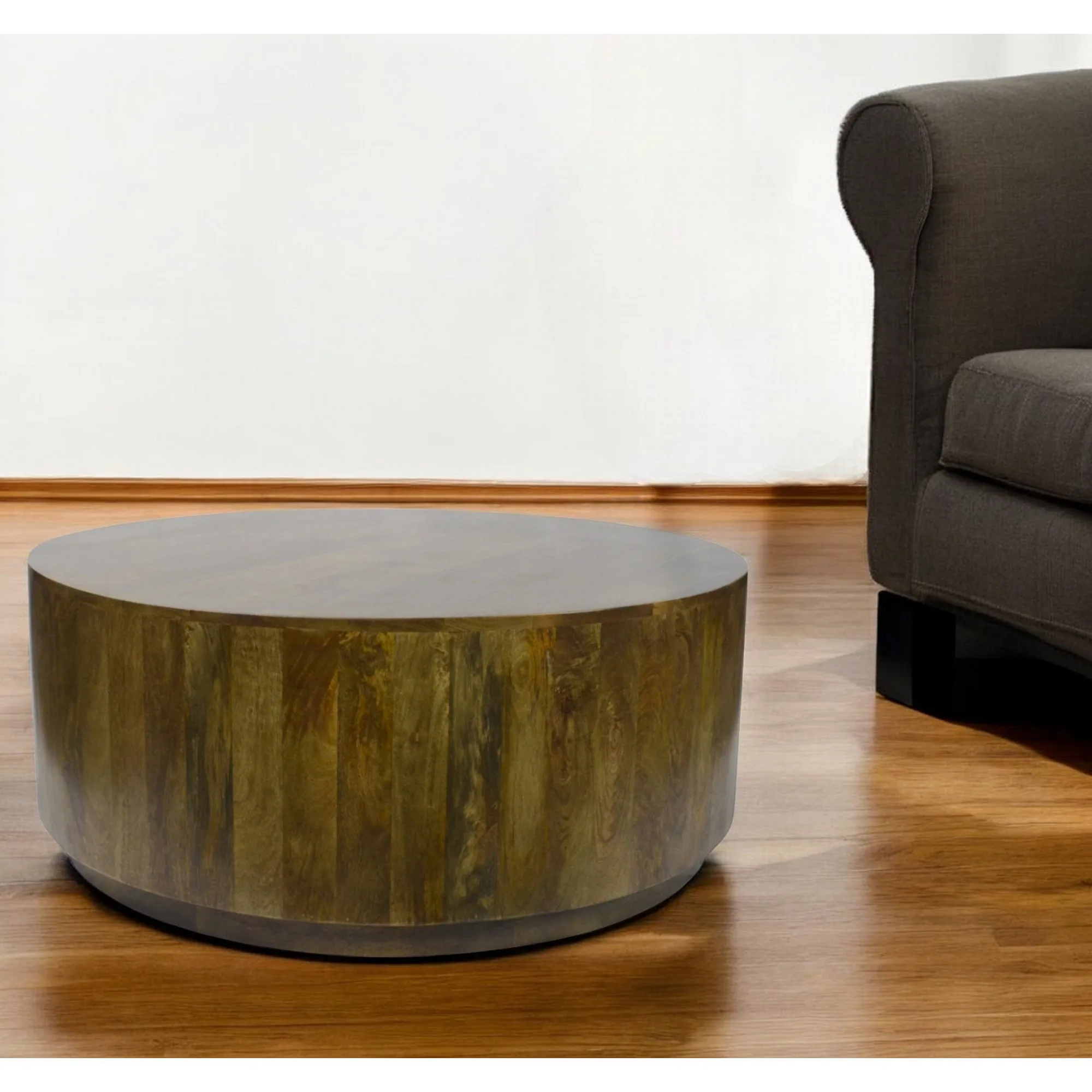 H3f9afec7848a49968d158fa5d9c9b9e5B.webp Goldoma 42-inch round solid wood coffee table with glass top in rustic brown for living room