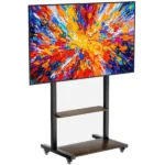 Goldoma rolling TV stand cart for 40-100 inch screen with wheels and black finish