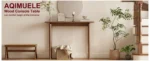 Goldoma Walnut Wood Thin Console Table – slim space-saving entryway table in walnut finish