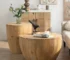 Goldoma Vintage Barrel Coffee Table Set of 2 with Storage - Solid Wood & Sintered Stone