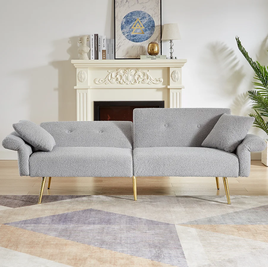 H4035673722ea45eea1478f9fad6f0c84m.webp Goldoma convertible teddy loveseat with side pocket and foldable sleeper bed in modern living room