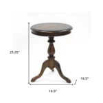 Goldoma 25-Inch Dark Chestnut Round End Table - Rustic Manufactured Wood Side Table – top view