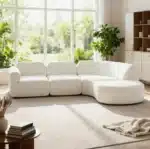 Goldoma Modern Curved L-Shape 3-Seater Sectional Sofa with Ottoman – top view