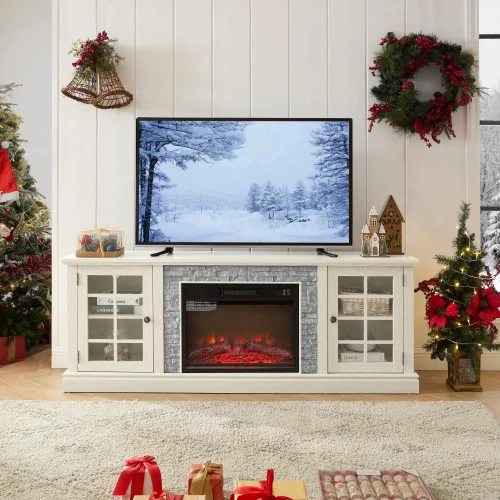 H4175b80662da4ecf80f69fee6f5eed68G.webp Goldoma 70 inch modern TV stand with electric fireplace and storage cabinet in warm oak black finish