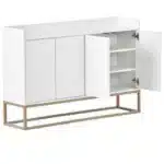 Goldoma Modern Sideboard Buffet Cabinet with Push-to-Open Doors – White and Gold, 47.2" – close-up detail