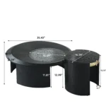 Goldoma modern round coffee table with hammered glass top and wood accents in a living room