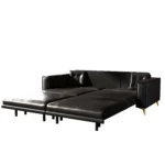 Oehome King Size Pull-Out Sofa Bed 3-in-1 Velvet Upholstery Convertible Sleeper Sofa Ultra Wide Armrests Wood Modern Design - Image 6